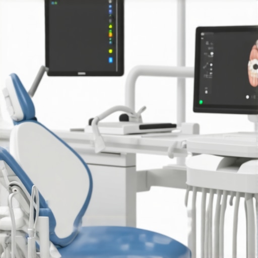 Family dental clinic with digital imaging equipment and dental professionals using modern technology