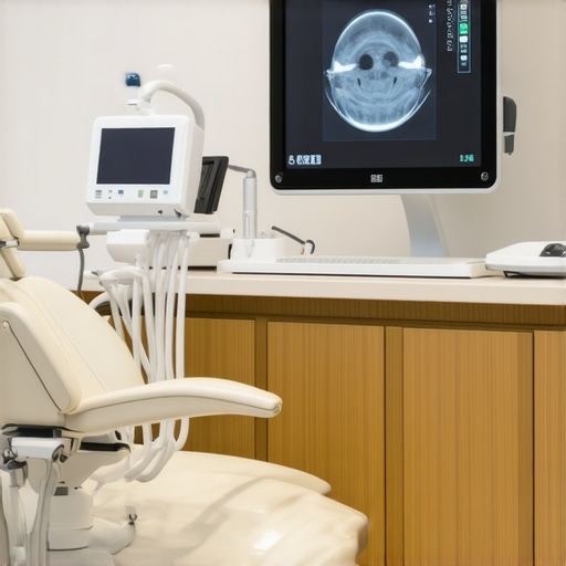 A dentist using digital imaging tools in a modern dental clinic