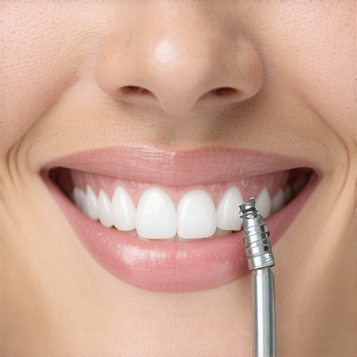 Dental professional showing proper care for dental implants