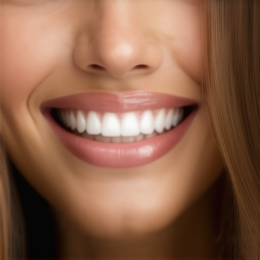 Close-up of high-strength porcelain veneers mimicking natural enamel