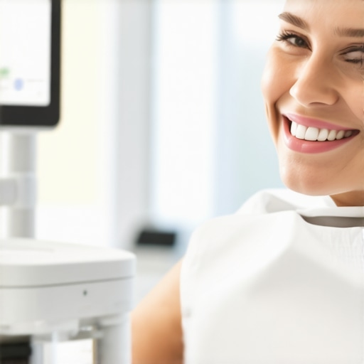 State-of-the-art Dental Clinic for Cosmetic Procedures A modern dental clinic showcasing advanced equipment and a happy patient after treatment.