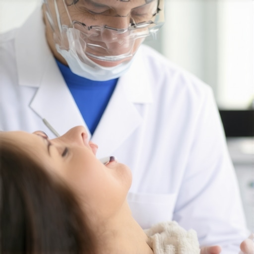 Dentist and patient discussing dental implant options in a modern clinic