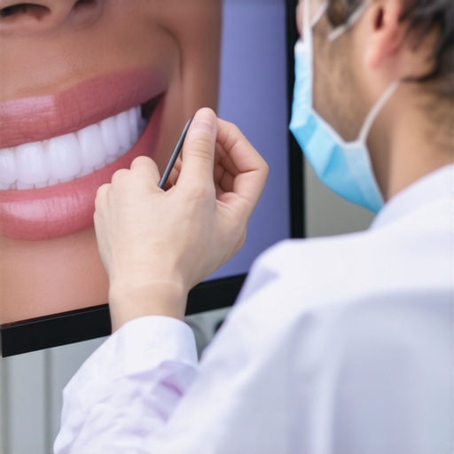 Dentist and patient reviewing digital smile design on a screen