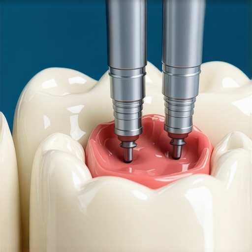 Dentist placing a dental implant using advanced technology