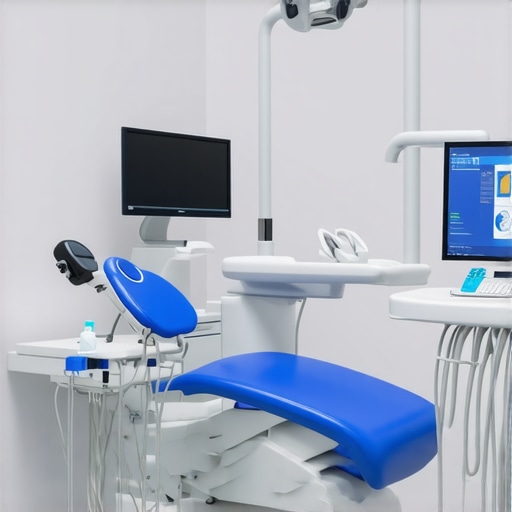 A dental professional operating digital intraoral scanners and CBCT imaging devices in a clinic setting.