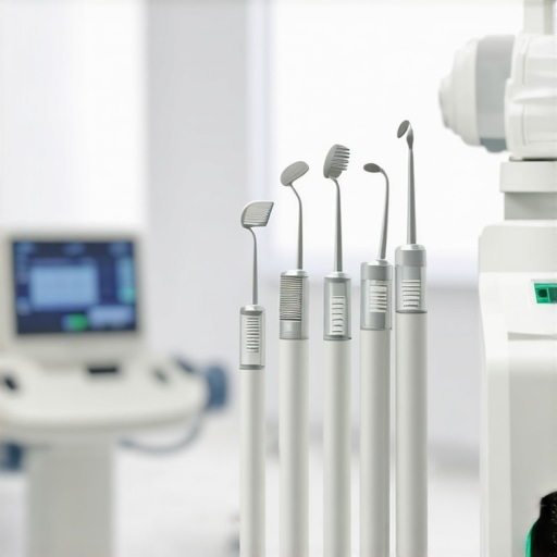 A dental professional handling advanced digital scanning equipment in a modern clinic.