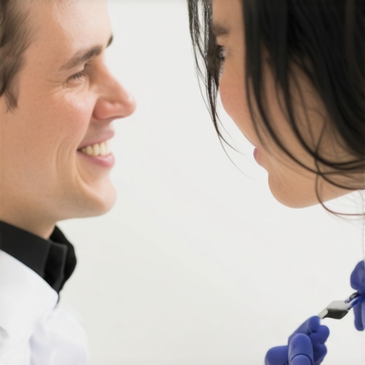 Dental professional practicing with smart oral sensors in a clinic