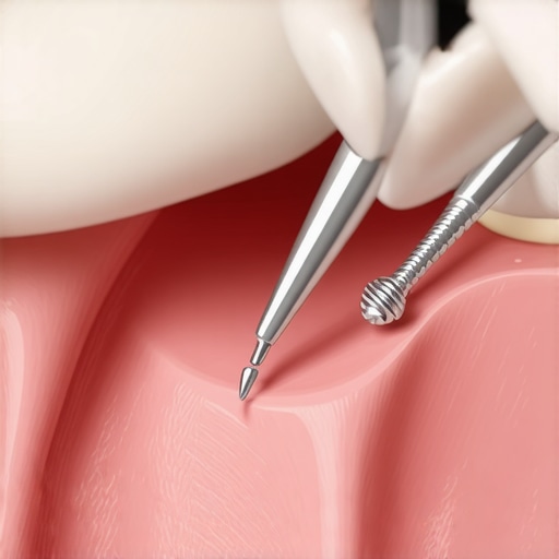 A dentist operating guided surgical system during dental implant procedure.