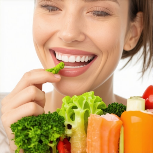 Person enjoying healthy diet for improved dental implant health.