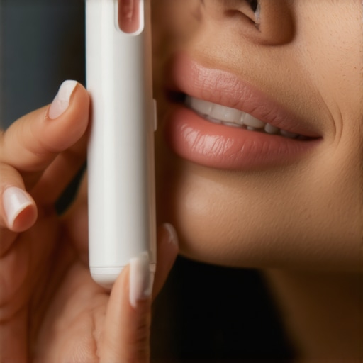 Person using a smart oral sensor toothbrush to monitor brushing technique for improved dental hygiene.