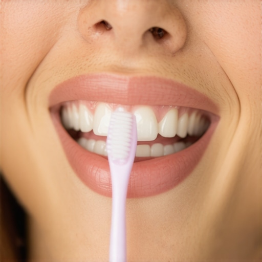 Person demonstrating correct application of probiotic whitening gel on teeth