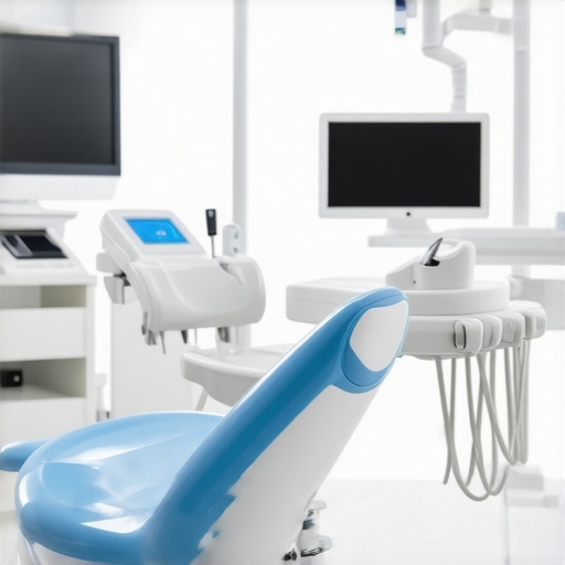 Dental professional using ultrasonic and laser equipment for cosmetic dentistry maintenance.