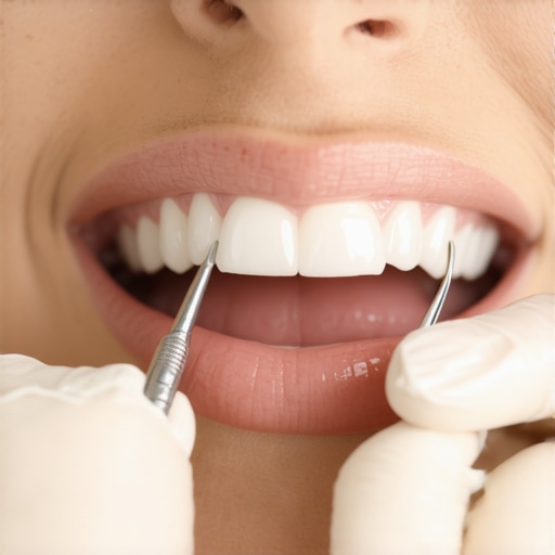 Dentist applying veneers using advanced techniques and tools