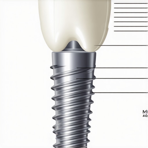 Dental Implant Components Explanation Detailed illustration of a dental implant's parts, including the screw and crown, for educational purposes.