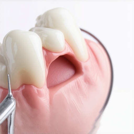 Dental mirror inspecting a cracked molar in a dental office