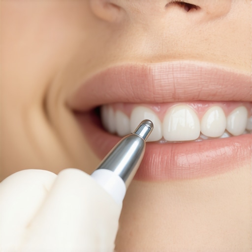 Modern Digital Dental Monitoring Dental professional using intraoral scanner to assess dental restorations in a clinical setting
