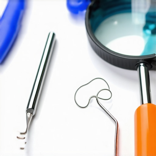 Precision Dental Maintenance Tools A set of dental inspection and cleaning tools arranged neatly, highlighting their role in maintaining dental work.