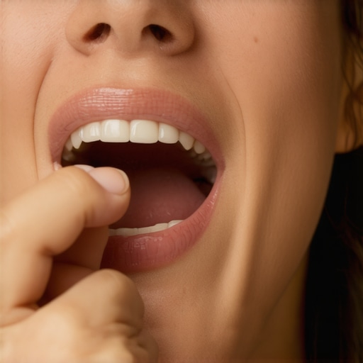 Person rinsing mouth gently with salt water after dental surgery.