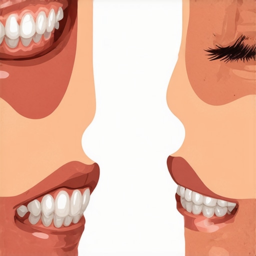Diagram comparing healthy and misaligned jaw positions related to TMJ