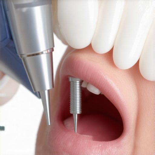 Dentist examining a dental implant with advanced imaging technology