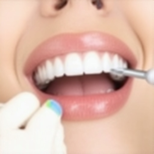 Effective tools for long-term dental restoration maintenance Person using ultrasonic scaler and interdental brushes to clean dental implants and veneers