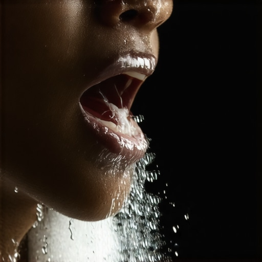 Person rinsing mouth with saltwater to promote healing after dental implant surgery