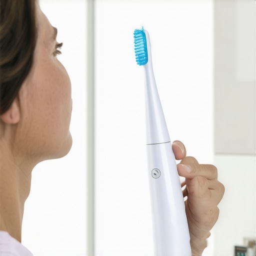 Advanced Dental Tool for Maintenance Person cleaning teeth with a smart electric toothbrush