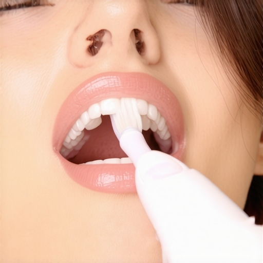 Effective Dental Care with Ultrasonic Brush Person using an ultrasonic toothbrush to maintain dental health