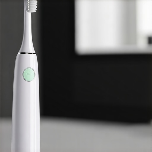 Person cleaning teeth with a sonic toothbrush for maintaining veneers and implants.