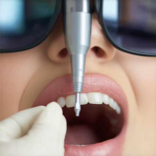 A dentist examining a patient's teeth with a high-tech intraoral camera