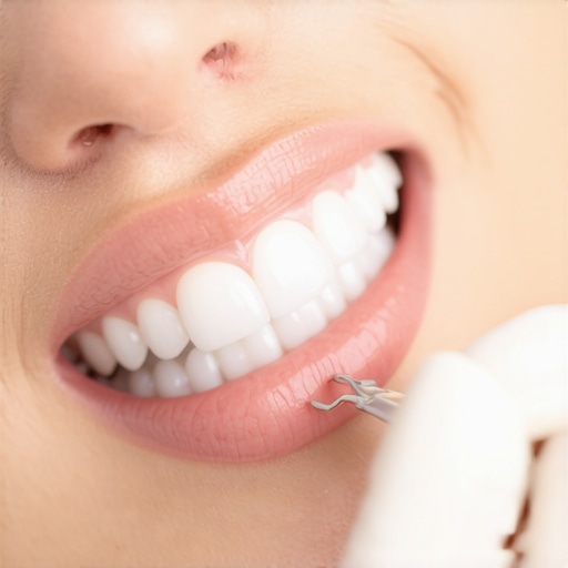 Dentist performing a precise adjustment on porcelain veneers in a dental clinic