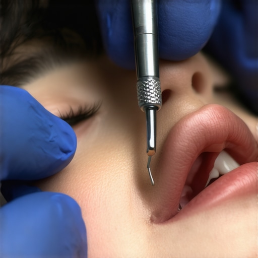Professional Dental Adjustment in Progress Dentist adjusting a dental crown to improve bite alignment