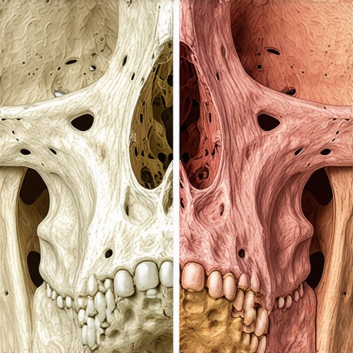 Sinus and Jaw Anatomy Diagram Anatomical diagram showing sinus cavities and jaw bones with labels