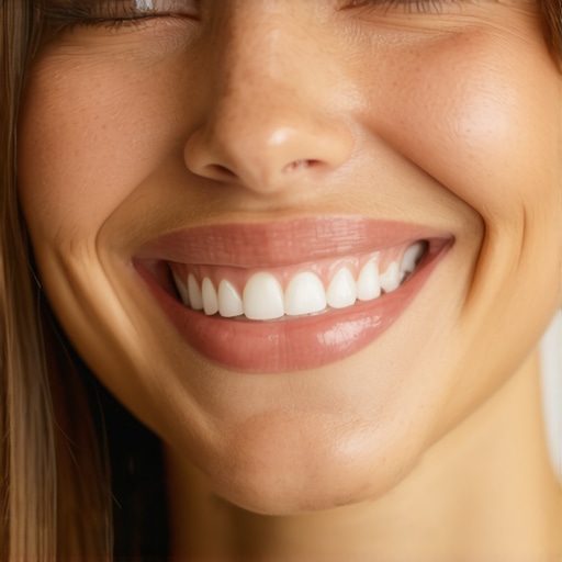 Achieving a Natural and Comfortable Veneer Fit A person smiling with natural-looking porcelain veneers in daylight