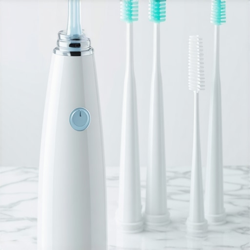 Advanced Dental Cleaning Tools for Veneers and Implants Close up of a water flosser and interdental brushes for cosmetic dentistry maintenance