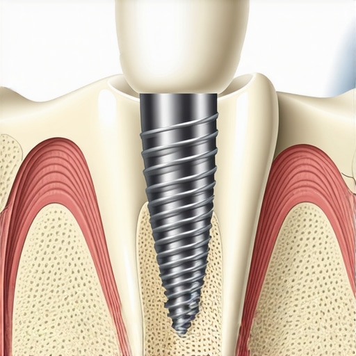Close-up medical model of a dental implant bone graft