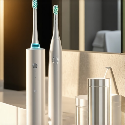 Advanced Dental Maintenance Tools High-tech water flosser and sonic toothbrush for dental implant and veneer care
