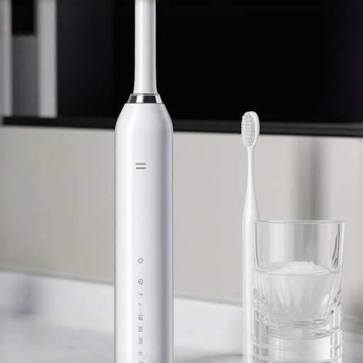 Advanced Oral Care Tools Professional water flosser and sonic toothbrush on a bathroom counter