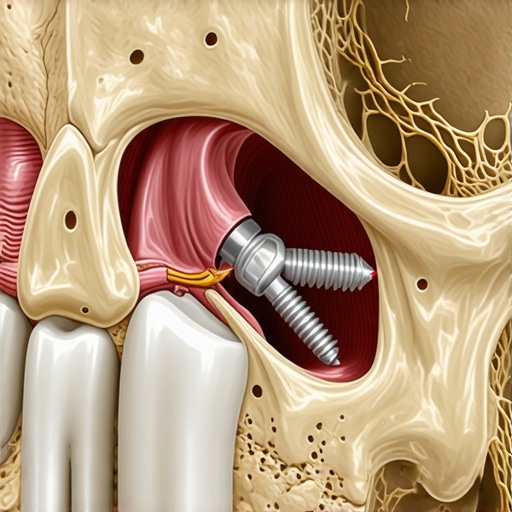 Diagram showing how maxillary sinus inflammation puts pressure on dental implant roots and upper molars.