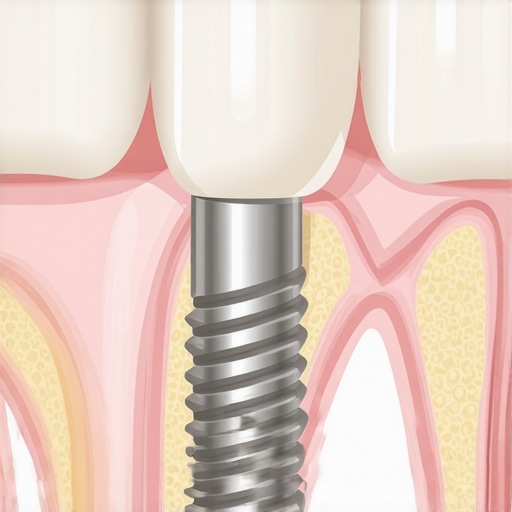 Anatomy of a Dental Implant Connection Diagram showing how a dental crown attaches to an implant post with an internal screw.