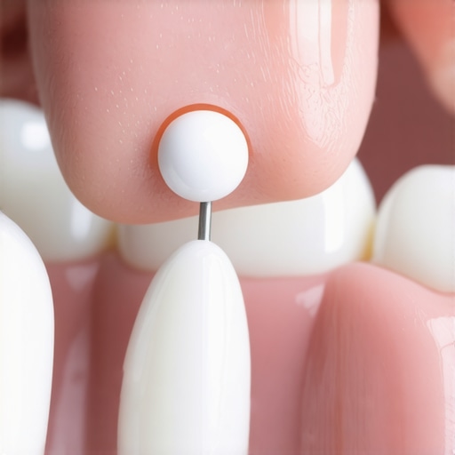 Close-up of orthodontic wax being applied to a sharp braces wire for comfort.