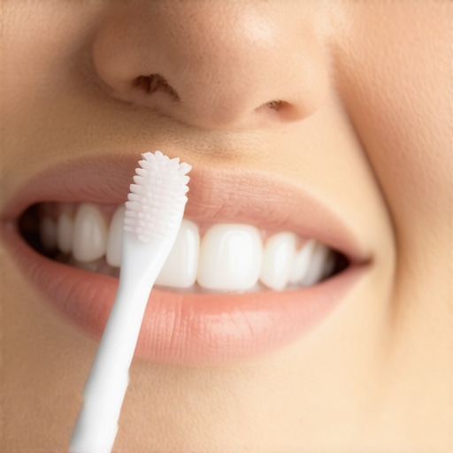 Applying desensitizing toothpaste for veneer care Close up of desensitizing toothpaste on a toothbrush for tooth sensitivity relief