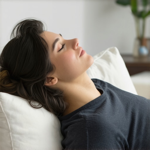Applying heat for jaw relief Person using a warm compress to soothe jaw muscle pain after a dental procedure