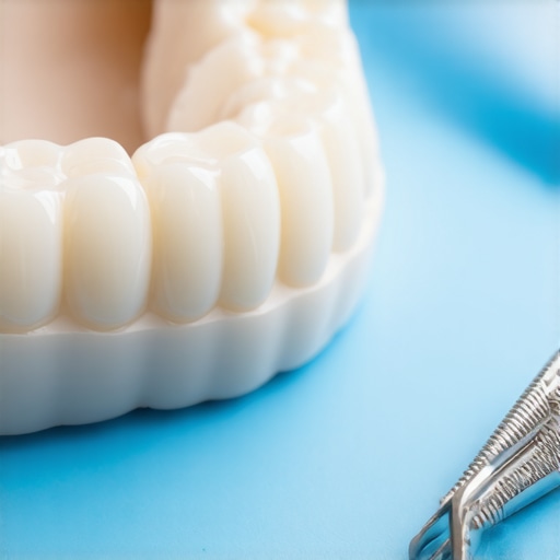 Ceramic Veneer Shell Inspection A close-up of a single porcelain veneer shell being inspected on a sterile dental tray.