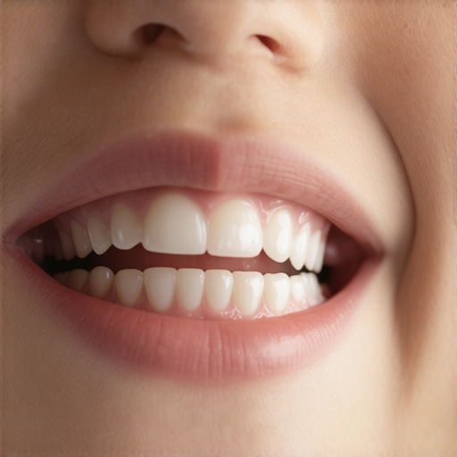 Child's Erupting Permanent Tooth A close-up view of a child's teeth showing the natural transition from baby teeth to adult teeth.