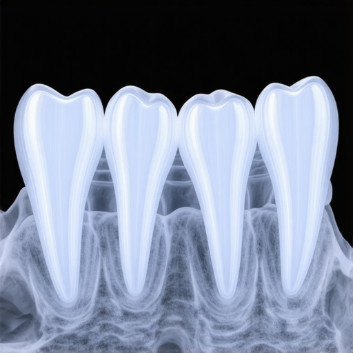 Clinical Dental X-ray of Tooth Root and Ligament Medical X-ray showing the periodontal ligament and bone structure around a natural tooth root.