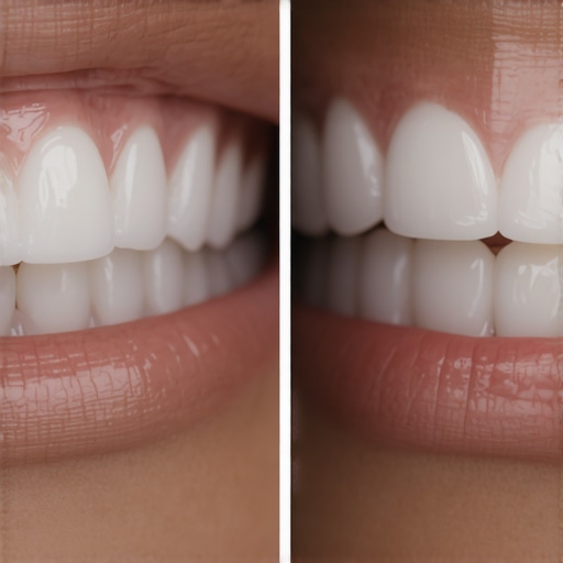 Comparing Natural vs. Robotic Smiles Close up of natural teeth compared to perfectly symmetrical veneers to show the importance of subtle asymmetry in cosmetic dentistry.