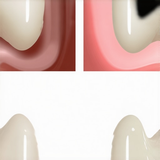Comparison of Natural Enamel and Ceramic Under UV Light Macro view of dental fluorescence comparing natural tooth structure to a ceramic crown.