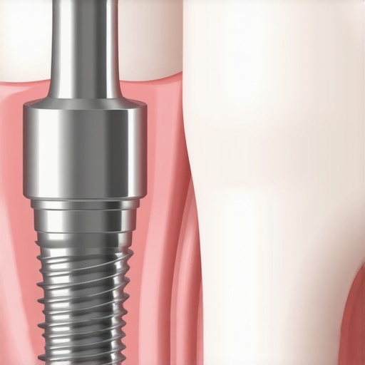 Comparison of Natural Tooth vs. Modern Dental Implant A detailed comparison showing a natural tooth and a dental implant to illustrate tooth replacement options.