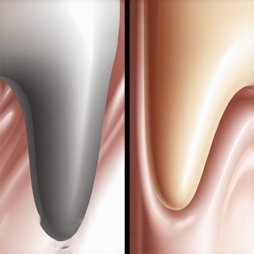 Before and after comparison of a grey stained tooth and a natural porcelain veneer restoration.